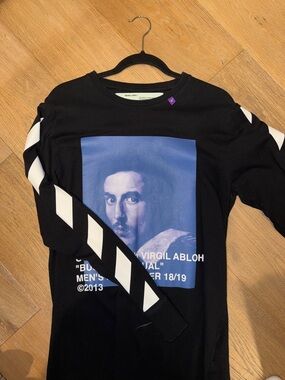 Off-White Black Long Sleeve Portrait Graphic Tee